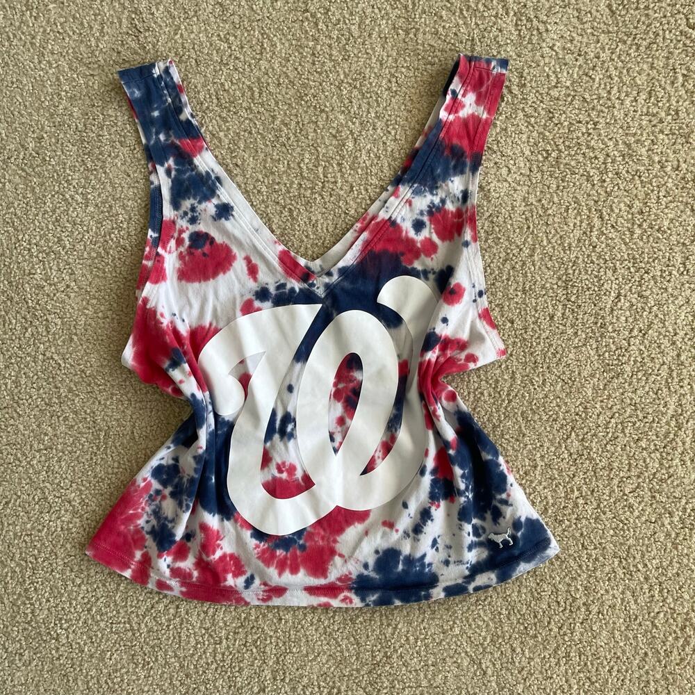 VICTORIAS SECRET PINK 2000s Tie Dye MLB Crop Top Washington Nationals - Size S